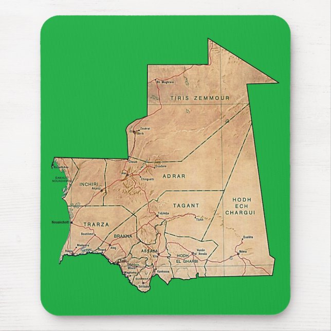 Mauretanien Karta Mousepad Musmatta (Framsidan)