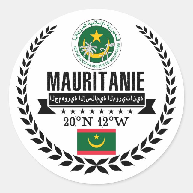 Mauretanien Runt Klistermärke (Framsida)