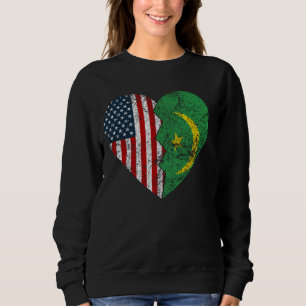 Mauretaniens amerikanska Flaggor Heart United Stat T Shirt