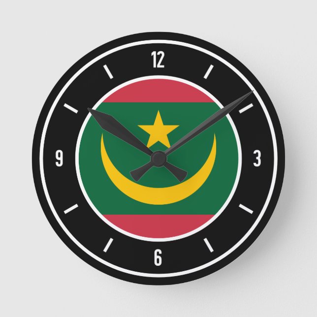 Mauretaniens Flagga Elegant Rund Klocka (Framsida)