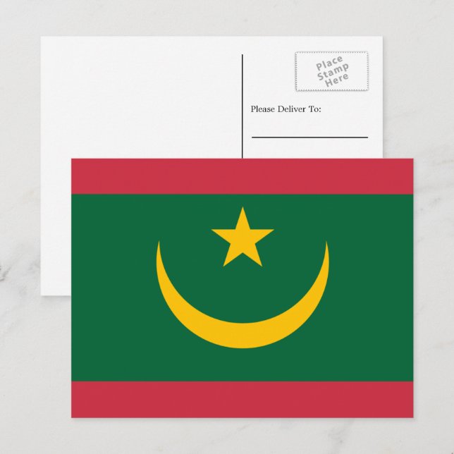Mauretaniens Flagga, Mauretaniens Flagga Vykort (Fram/baksida)