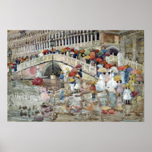 Maurice Brazil Prendergast Umbrellas in Rain Poster