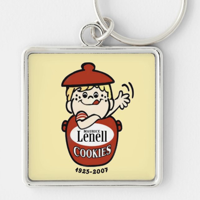 Maurice Lenell Cookies, Chicago, IL Fyrkantig Silverfärgad Nyckelring (Framsidan)