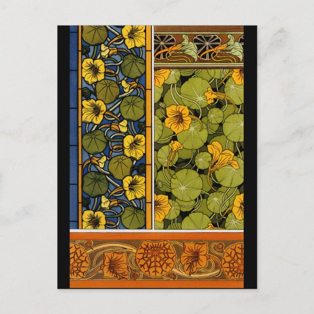 Maurice Pillard ( dit Verneuil) Blommigt Art Nouve Vykort (Framsida)