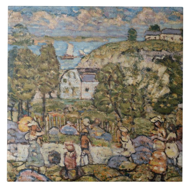 Maurice Prendergast - liggande nära Nahant Kakelplatta (Framsidan)