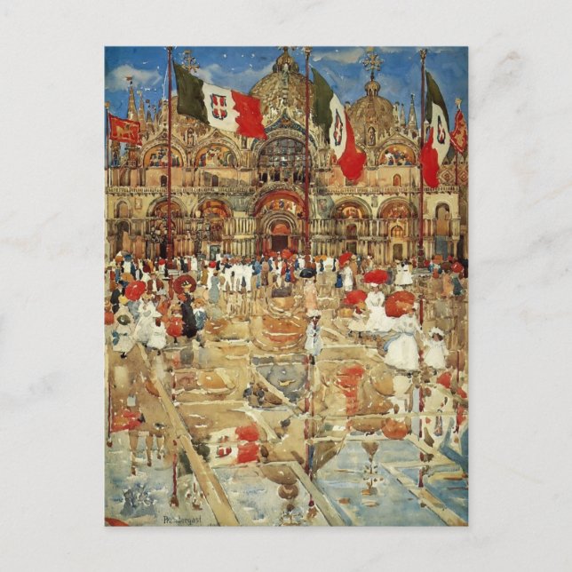 Maurice Prendergast- Stänk i Sunshine and Rain Vykort (Framsida)