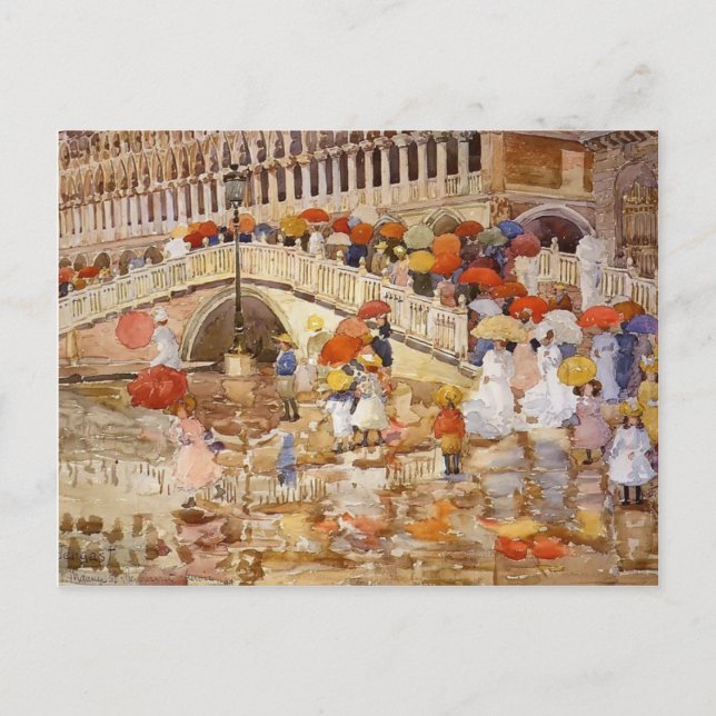 Maurice Prendergast- Umbrellas in Rain Vykort (Framsida)