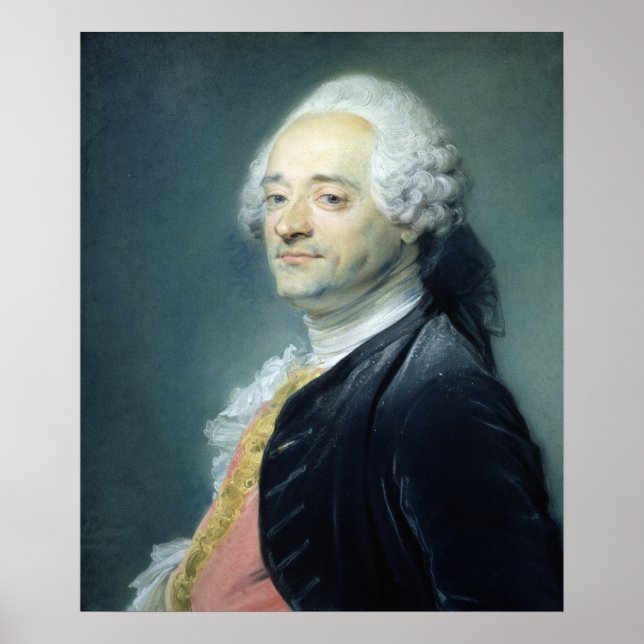 Maurice Quentin de la Tour porträtt, 1750 Poster (Framsidan)