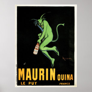 MAURIN QUINA Grönt Djävulen Fransk Liquor Absinthe Poster