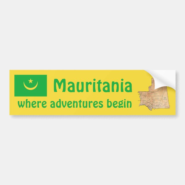 Mauritania Flagga + Kart Dekal (Framsidan)
