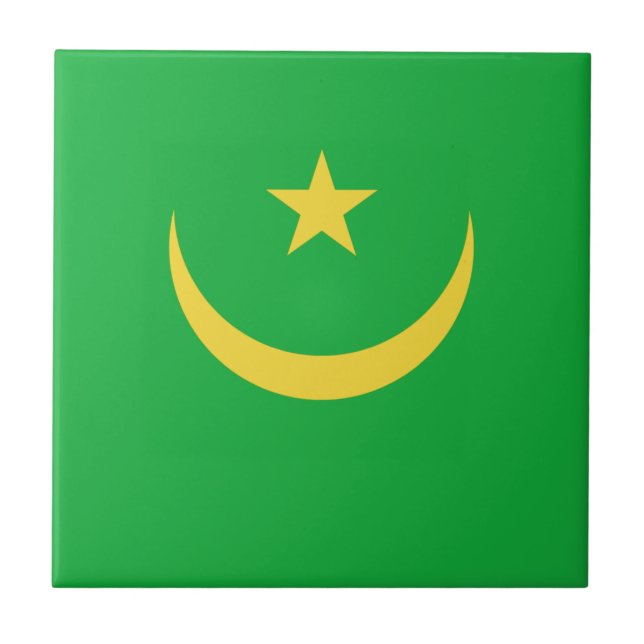 Mauritania Flagga Keramisk Platta Kakelplatta (Framsidan)