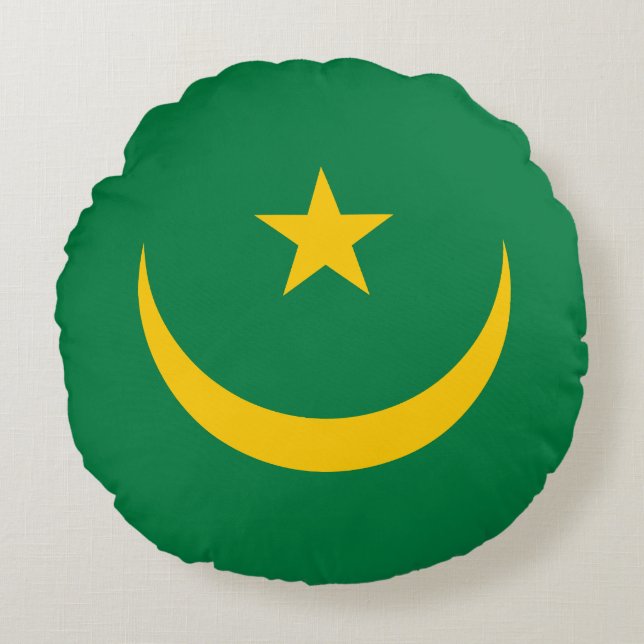 Mauritanias gamla flagga rund kudde (Framsidan)