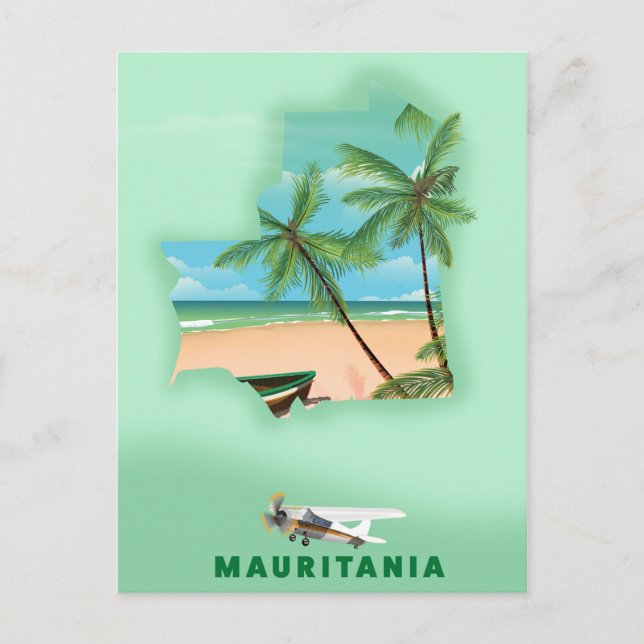 Mauritanien illustrerad reseaffisch vykort (Framsida)
