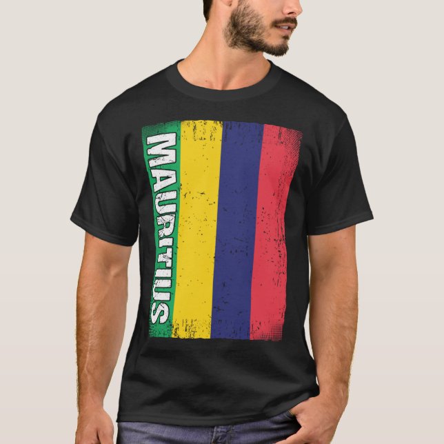 Mauritian Flagga Mauritius T Shirt (Framsida)