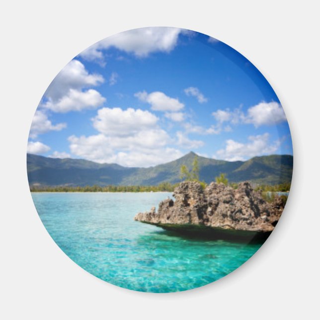 Mauritius Beach Round Magnet (Framsidan)
