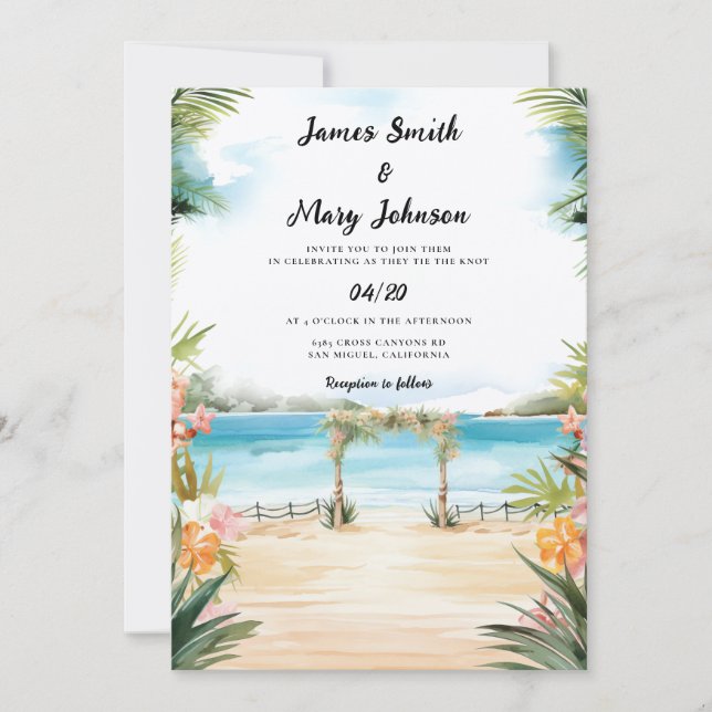 Mauritius bröllopsbröllop för bröllopsinbjudan inbjudningar (Framsida)