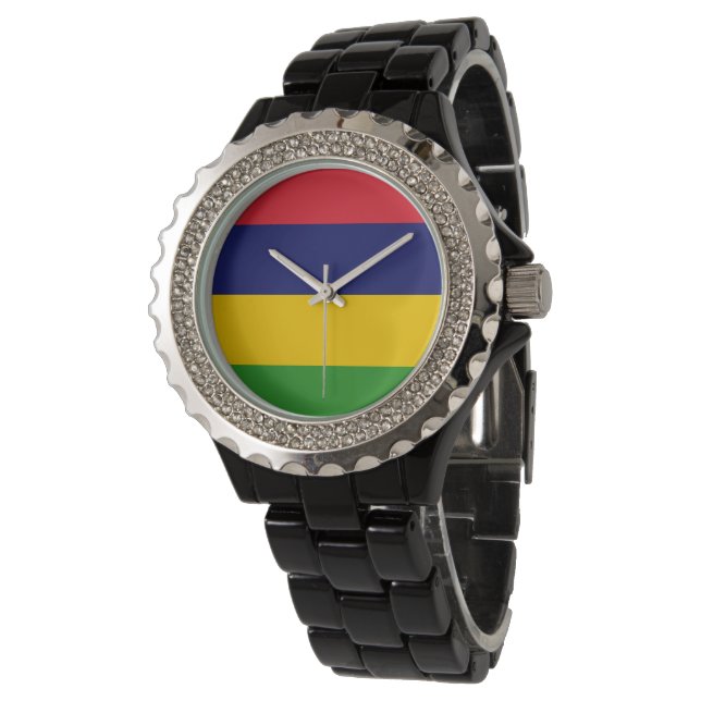 Mauritius flagga armbandsur (Vinklad)