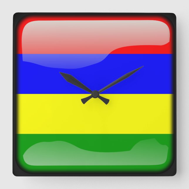 Mauritius flagga fyrkantig klocka (Framsida)