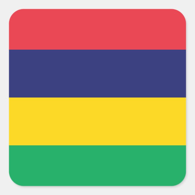 Mauritius Flagga Fyrkantigt Klistermärke (Framsida)