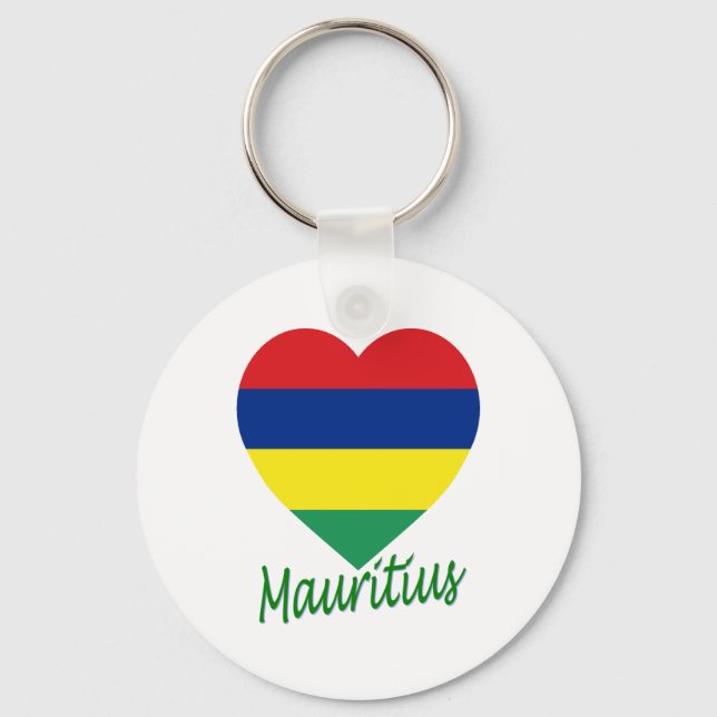 Mauritius Flagga Heart Nyckelring (Framsida)