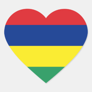 Mauritius Flagga Heart Sticker Hjärtformat Klistermärke