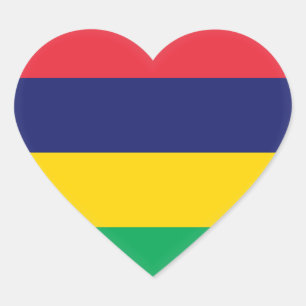 Mauritius Flagga Hjärtformat Klistermärke