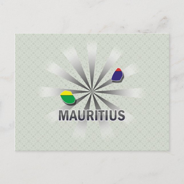 Mauritius Flagga Karta 2.0 Vykort (Framsida)