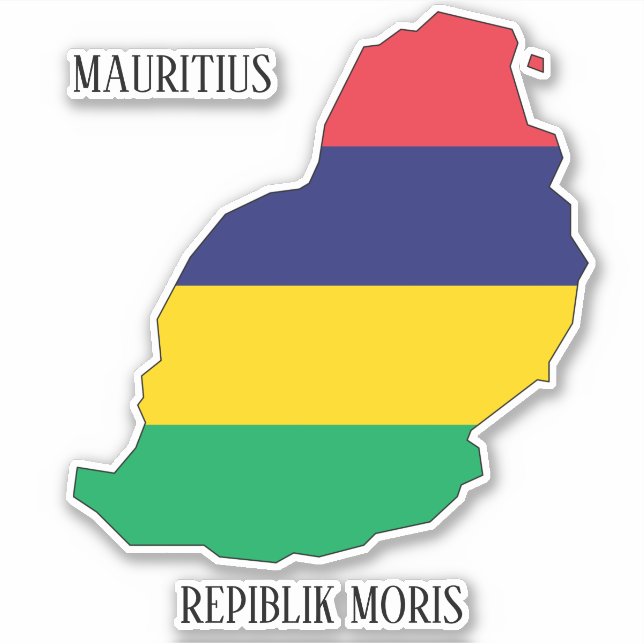Mauritius Flagga Karta Patriotic Klistermärken (Framsida)