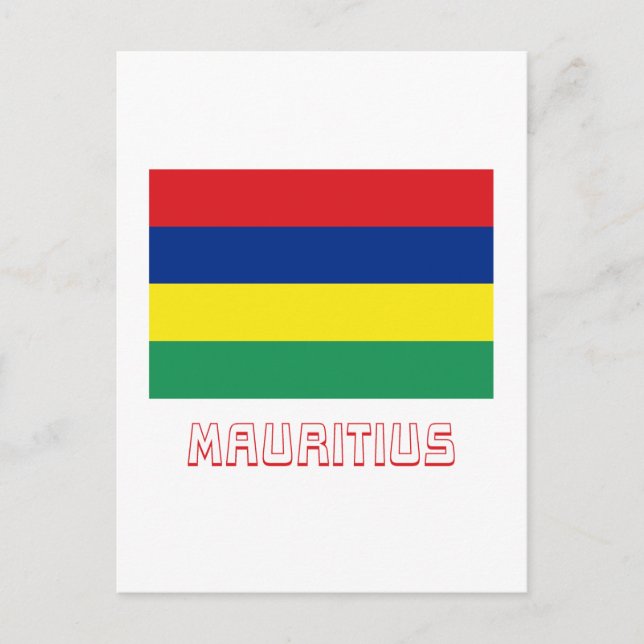 Mauritius Flagga med Namn Vykort (Framsida)