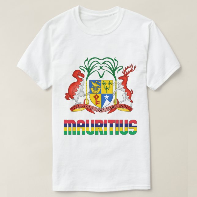 Mauritius Flagga och Jacka av Arm Patriotic T Shirt (Design framsida)