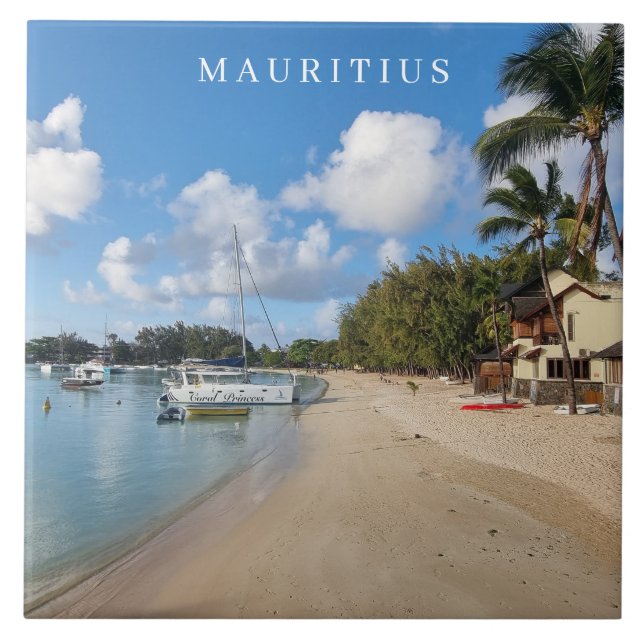 Mauritius Grand Baie-strandvisare keramiskt platto Kakelplatta (Framsidan)