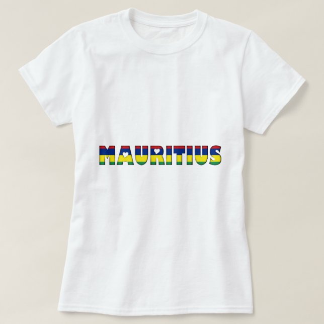 Mauritius Hearts Typography Land Flagga T Shirt (Design framsida)