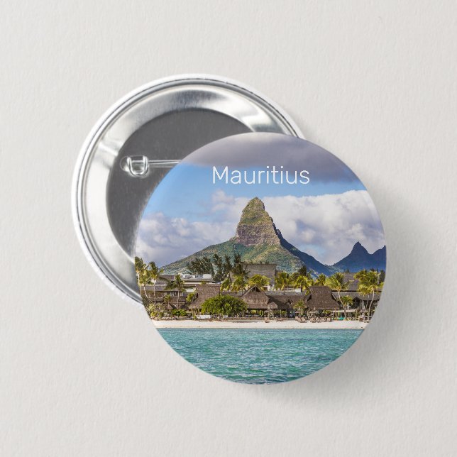 Mauritius Indian Ocean Flic En flac Beach Souvenir Knapp (Framsida & baksida)
