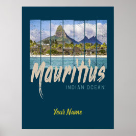 Mauritius Indiska oceanen vintage strand souvenir Poster