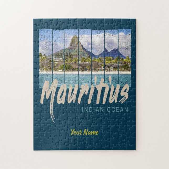 Mauritius Indiska oceanen vintage strand souvenir Pussel (Vertikal)
