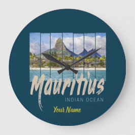 Mauritius Indiska oceanen vintage strand souvenir Stor Klocka