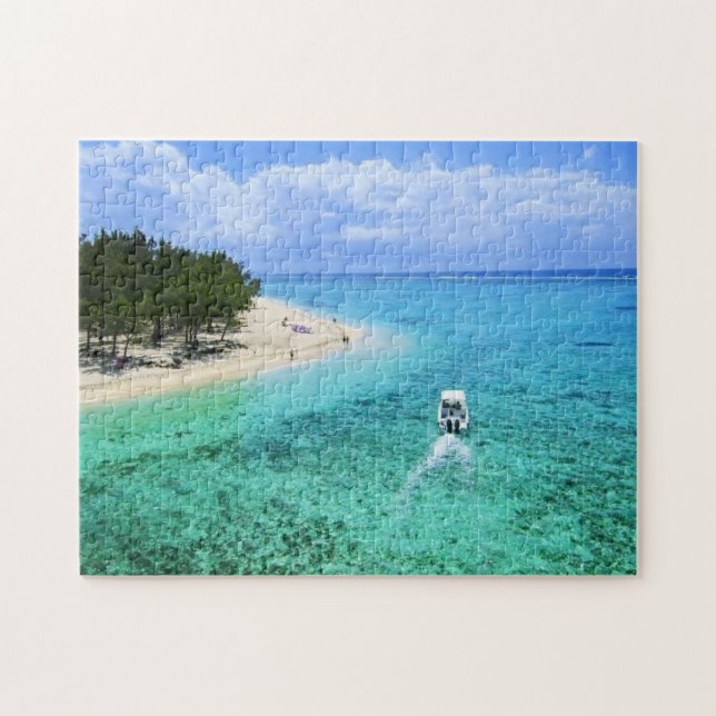 Mauritius Island Beach Indian Ocean Boat Turcos Pussel (Horisontell)