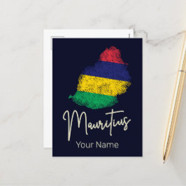 Mauritius Island Karta Vintage Flagga Indiska ocea Helg Vykort