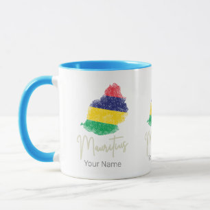 Mauritius Island Karta Vintage Flagga Indiska ocea Mugg