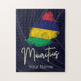 Mauritius Island Karta Vintage Flagga Indiska ocea Pussel