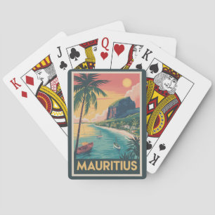 Mauritius kustillustration Resa Konst Vintage Casinokort