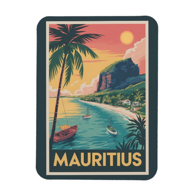 Mauritius kustillustration Resa Konst Vintage Magnet (Vertikal)