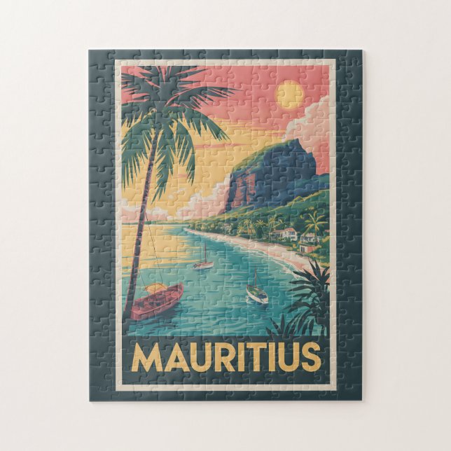 Mauritius kustillustration Resa Konst Vintage Pussel (Vertikal)
