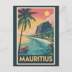 Mauritius kustillustration Resa Konst Vintage Vykort