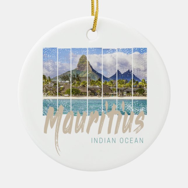 Mauritius Le Morne Brabant Mountain Souvenir Julgransprydnad Keramik (Framsidan)