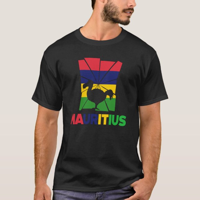 Mauritius Mauritius Flagga Animal Silhouet T Shirt (Framsida)