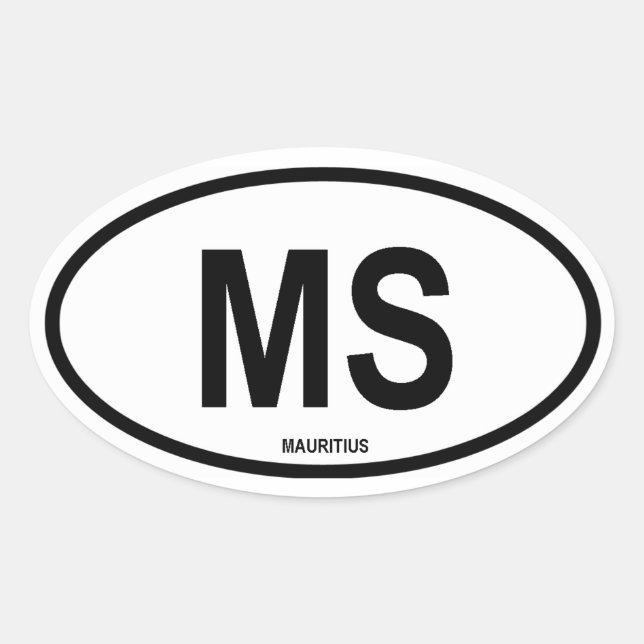 Mauritius ’MS’ Ovalt Klistermärke (Framsida)