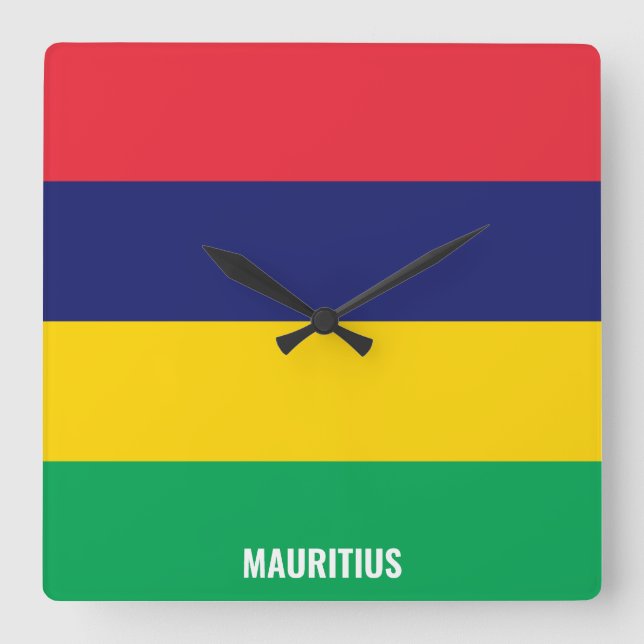 Mauritius National Flagga Patriotic Fyrkantig Klocka (Framsida)