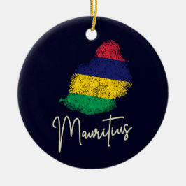 Mauritius Ö Map Gammal Flagga Indiska Oceanen Julgransprydnad Keramik
