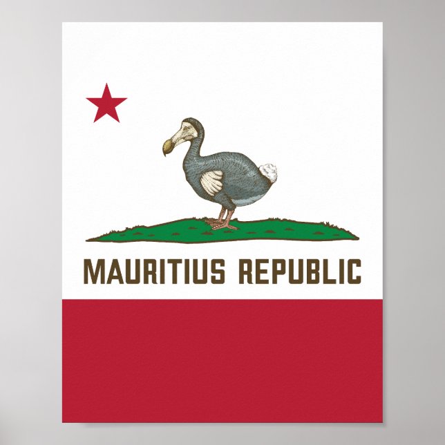 Mauritius Republiken Kalifornien Flagga Dodo Poster (Framsidan)